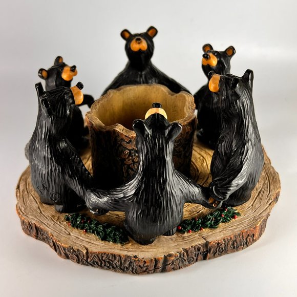 Vtg Circle Of Bears Bear Foots Jeff Fleming Big Sky Carvers Votive Candle Holder - Picture 4 of 16